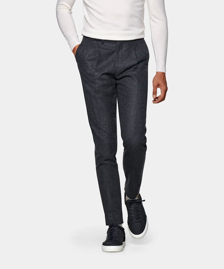 Mid Grey Pleated Braddon Trousers