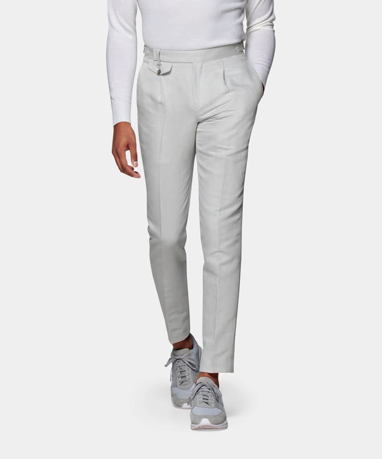 Light Grey Pleated Brentwood Trousers