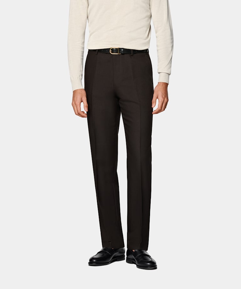 Dark Brown Straight Leg Trousers