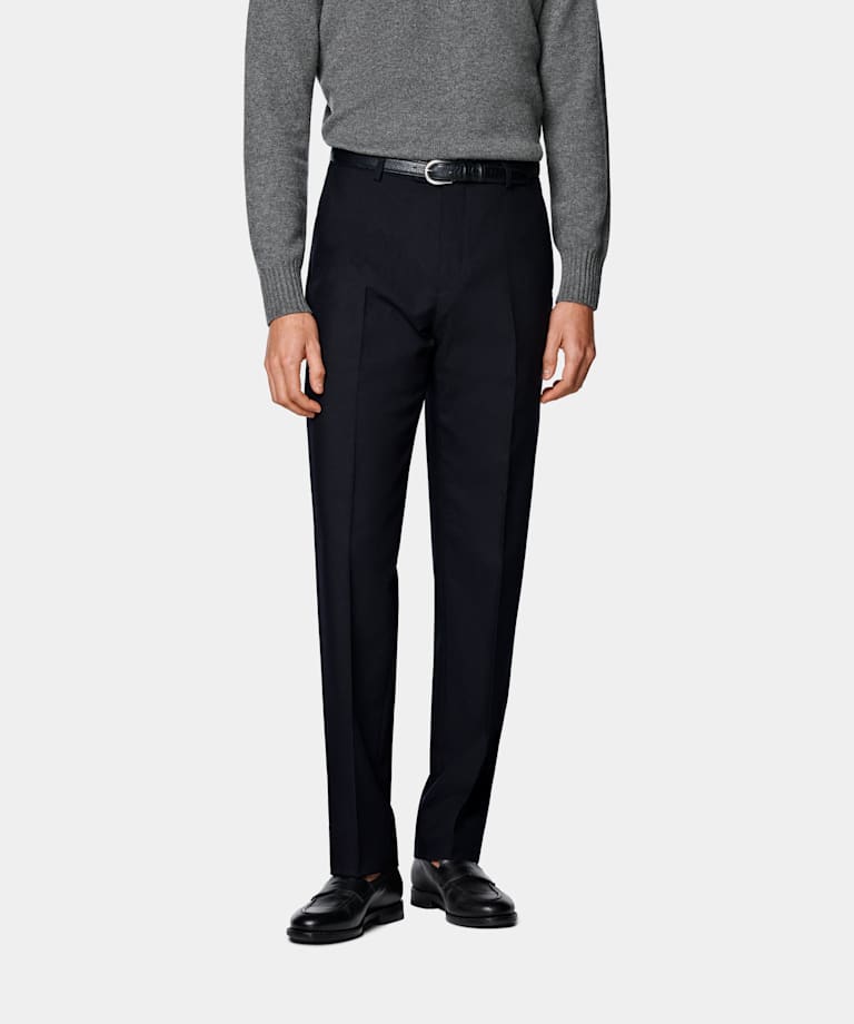 Pantalones de traje azul marino Straight Leg