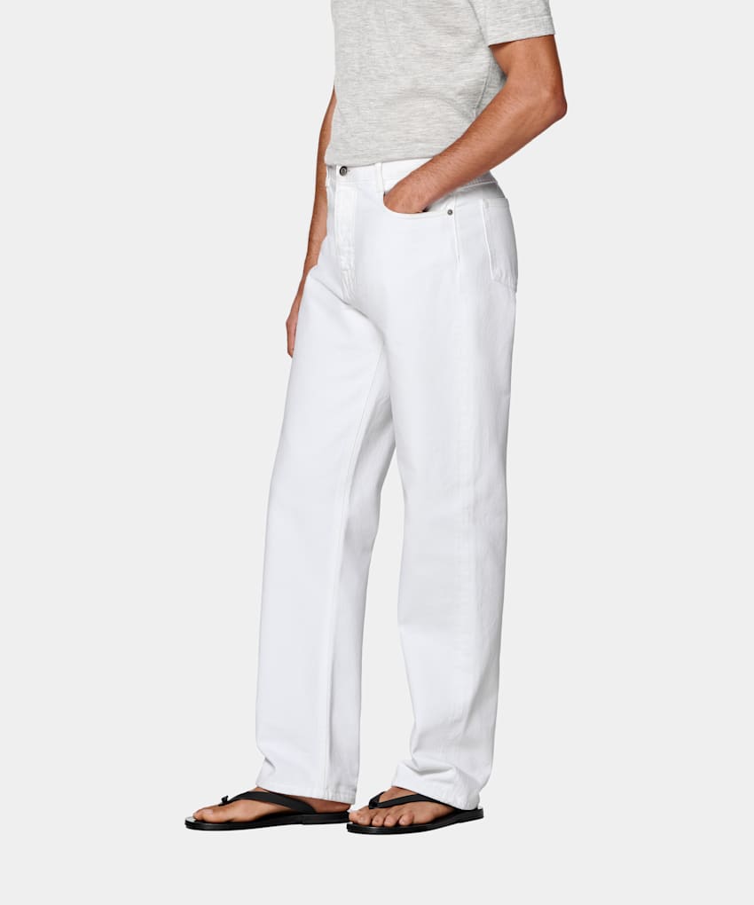 SUITSUPPLY All Season Pure Cotton od Candiani, Włochy White Straight Leg Jeans