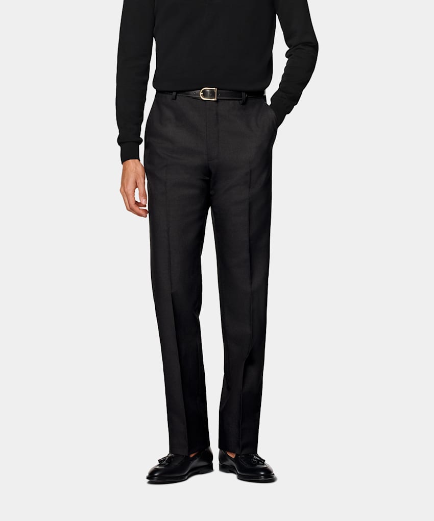20-60代からのファッション通販  Leg Straight Black Suit Wool 4-Ply Wrinkle-Free in Trousers スーツ