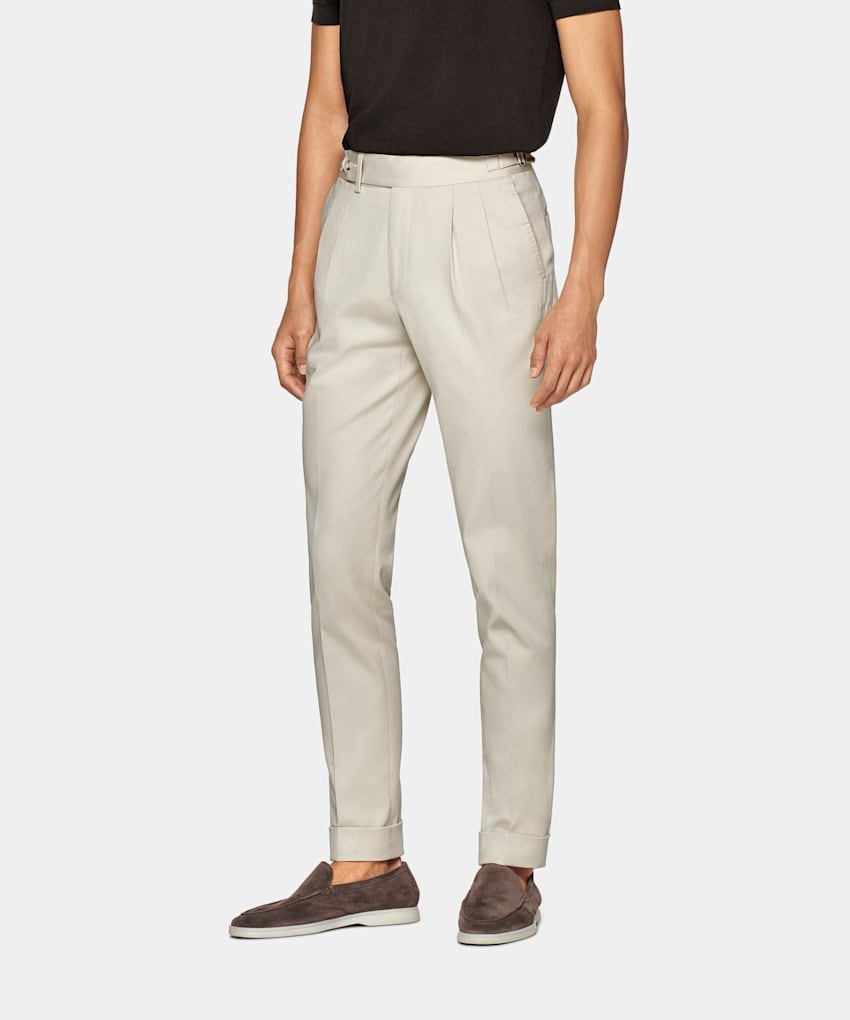 SUITSUPPLY Stretch Cotton by Di Sondrio, Italy Sand Pleated Braddon Pants