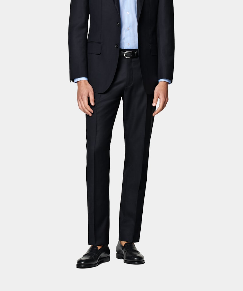 SUITSUPPLY Pure S110's Wool by Vitale Barberis Canonico, Italy  Navy Slim Leg Straight Suit Pants