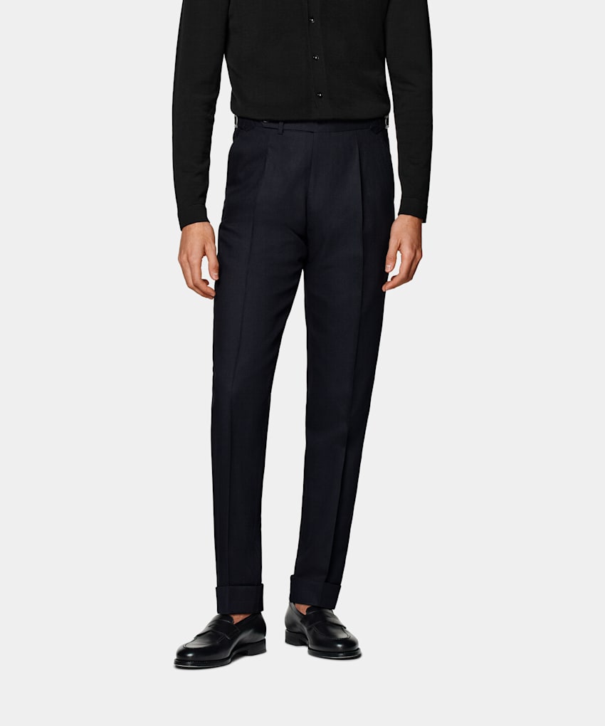  Navy Slim Leg Tapered Pants