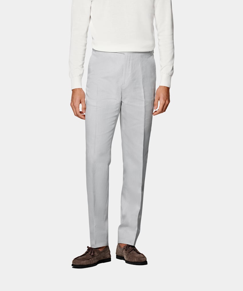  Light Grey Slim Leg Straight Pants