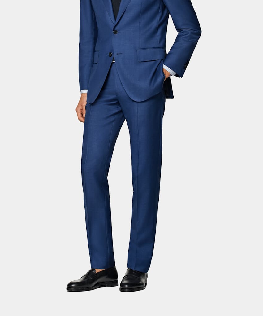 SUITSUPPLY Pure laine S110's - Vitale Barberis Canonico, Italie Pantalon de costume Brescia Slim Leg Straight bleu moyen