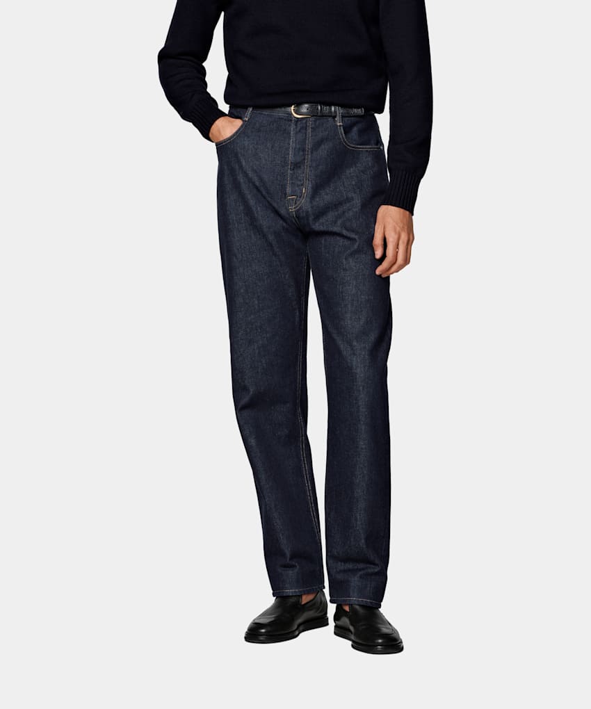 SUITSUPPLY All Season Pure Cotton by Candiani, Italy Dark Blue Straight Leg Tapered Jeans