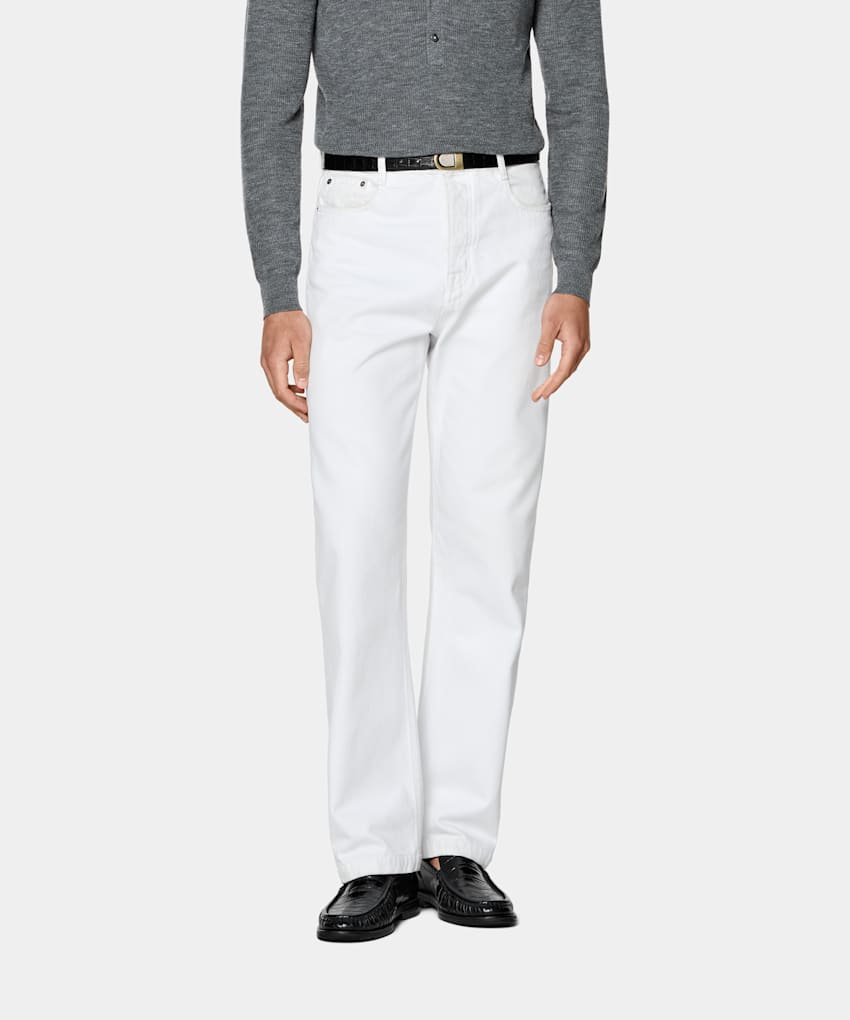 SUITSUPPLY All season Reine Baumwolle von Candiani, Italien Jeans wei&szlig; Straight Leg