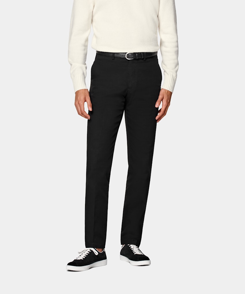 SUITSUPPLY All season Coton stretch - Cervotessile, Italie Pantalon chino Slim Leg Straight noir