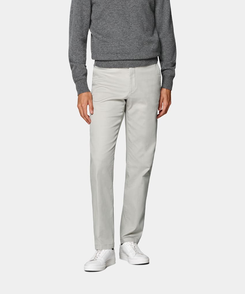 SUITSUPPLY All season Stretch-Baumwolle von Cervotessile, Italien Chino hellgrau Slim Leg