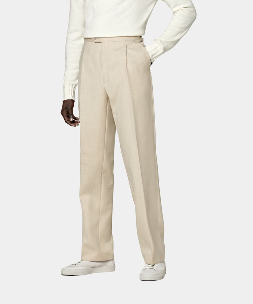 SUITSUPPLY Pure Wool by Di Sondrio, Italy  Sand Pleated Duca Pants