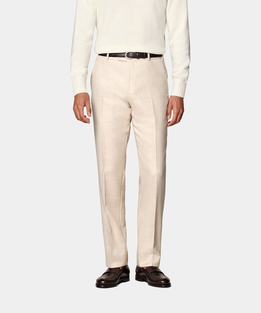 SUITSUPPLY Winter Pure Flannel Wool by Di Sondrio, Italy Sand Straight Leg Trousers