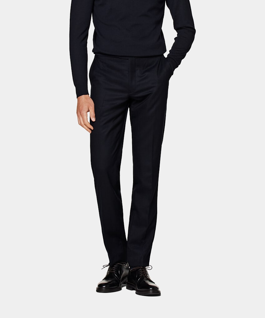 SUITSUPPLY Pure S120's Flannel Wool by Vitale Barberis Canonico, Italy  Navy Brescia Pants