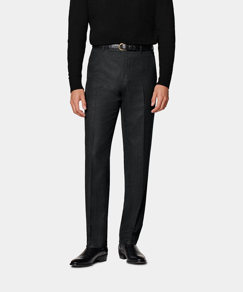 SUITSUPPLY Hiver Flanelle pure laine S120's - Vitale Barberis Canonico, Italie Pantalon Straight Leg gris foncé