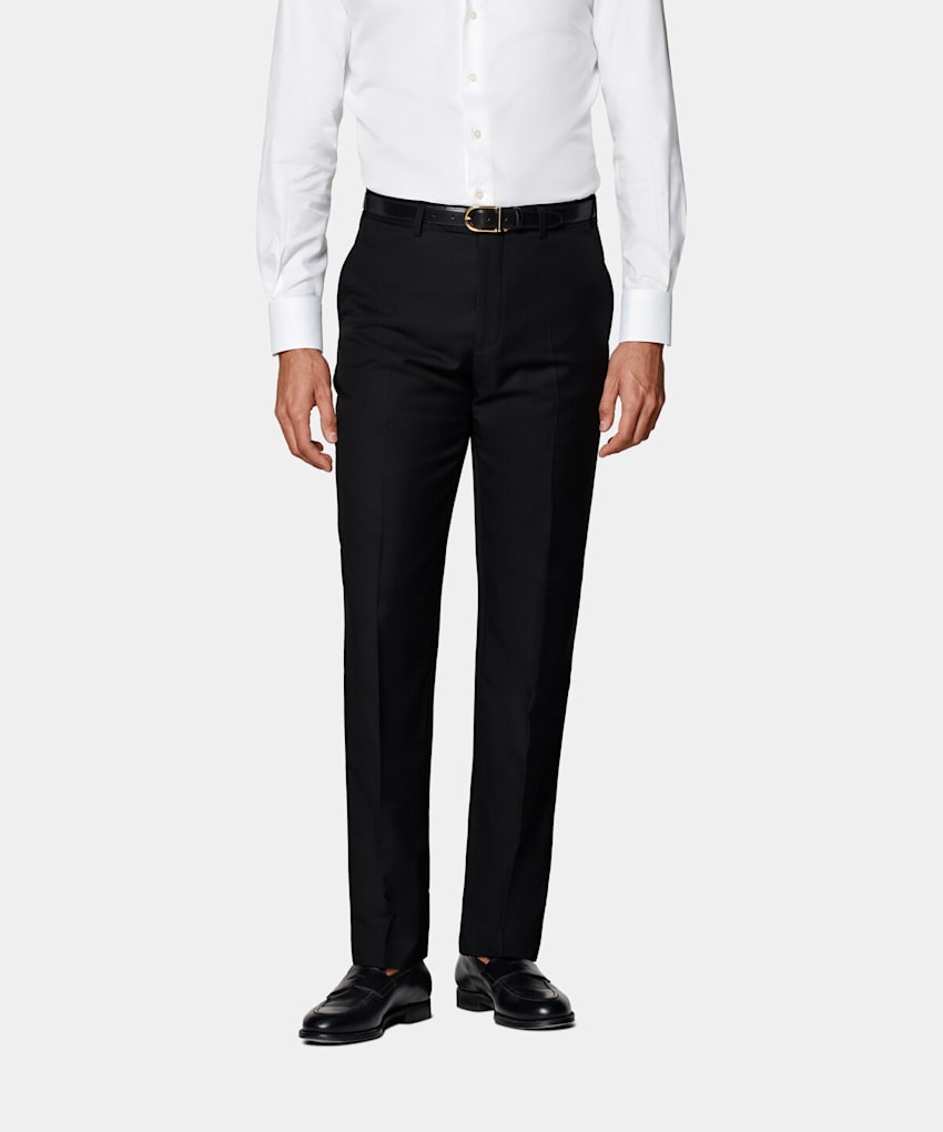 SUITSUPPLY All Season Pure S110's Wool by Vitale Barberis Canonico, Italy Black Slim Leg Straight Suit Trousers