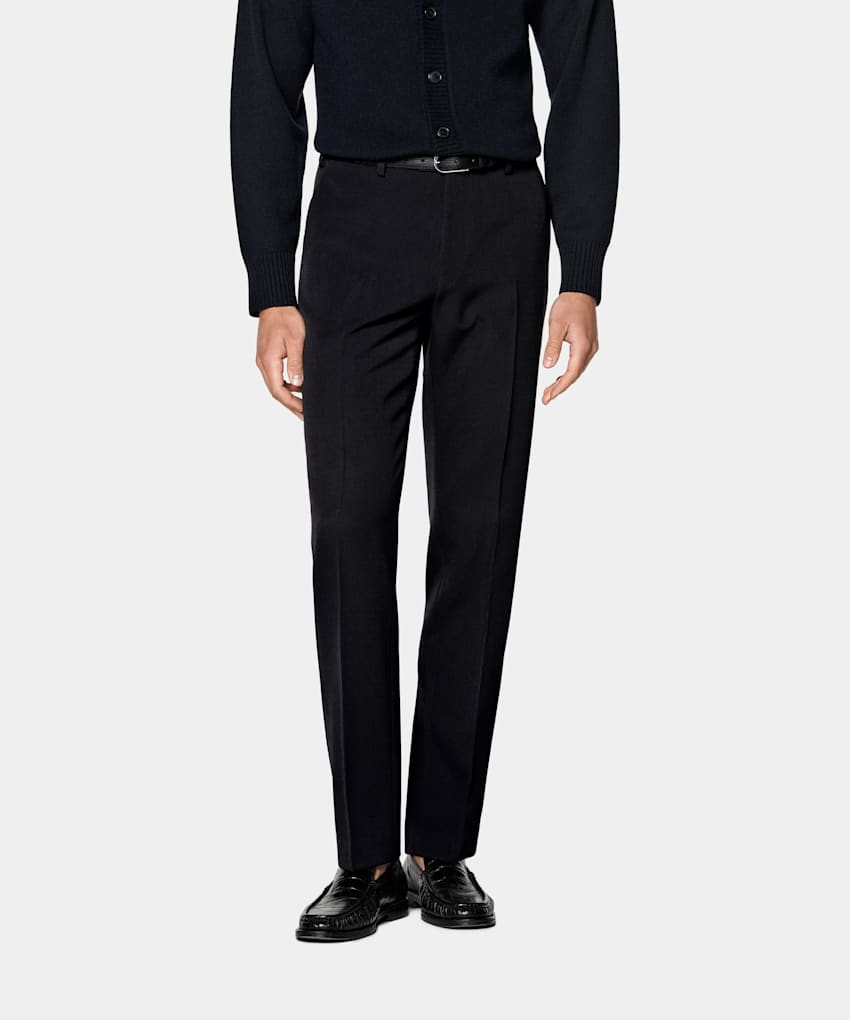 SUITSUPPLY All Season Wrinkle-Free 4-Ply Wool by Rogna, Italy Navy Straight Leg Suit Trousers