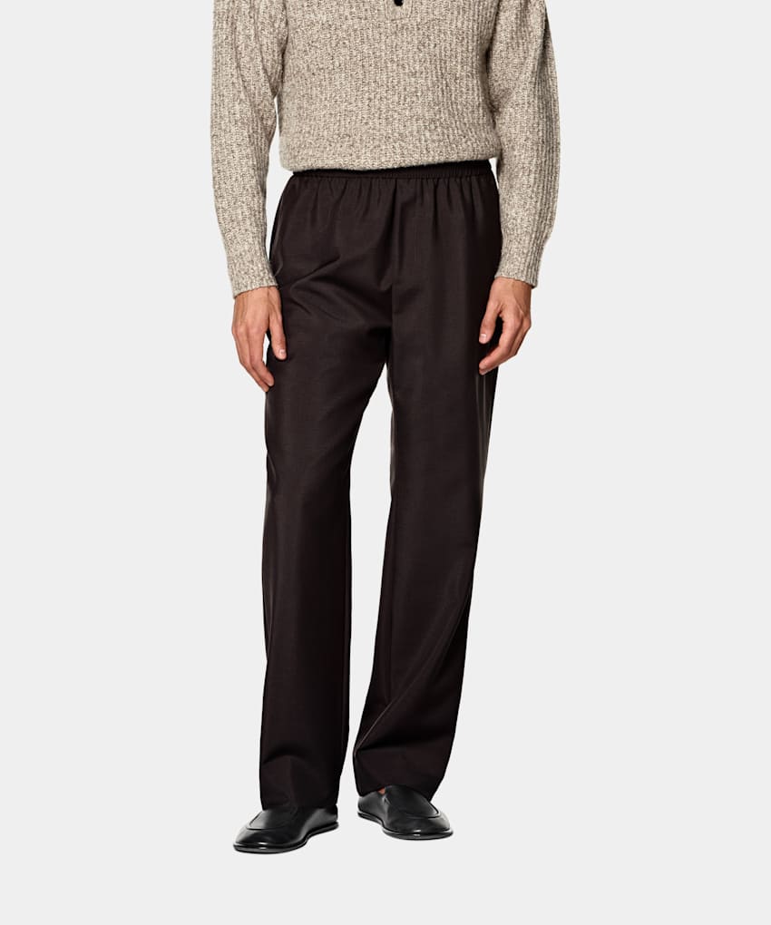 SUITSUPPLY All Season Wool Mohair von Vitale Barberis Canonico, Italien Dark Red Wide Leg Trousers