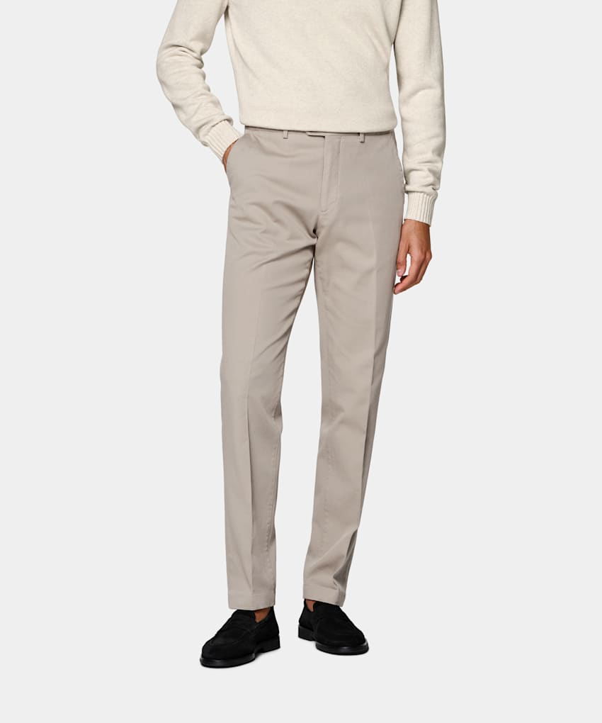 SUITSUPPLY All season Cotone stretch - Cervotessile, Italia Pantaloni chino color talpa slim leg straight
