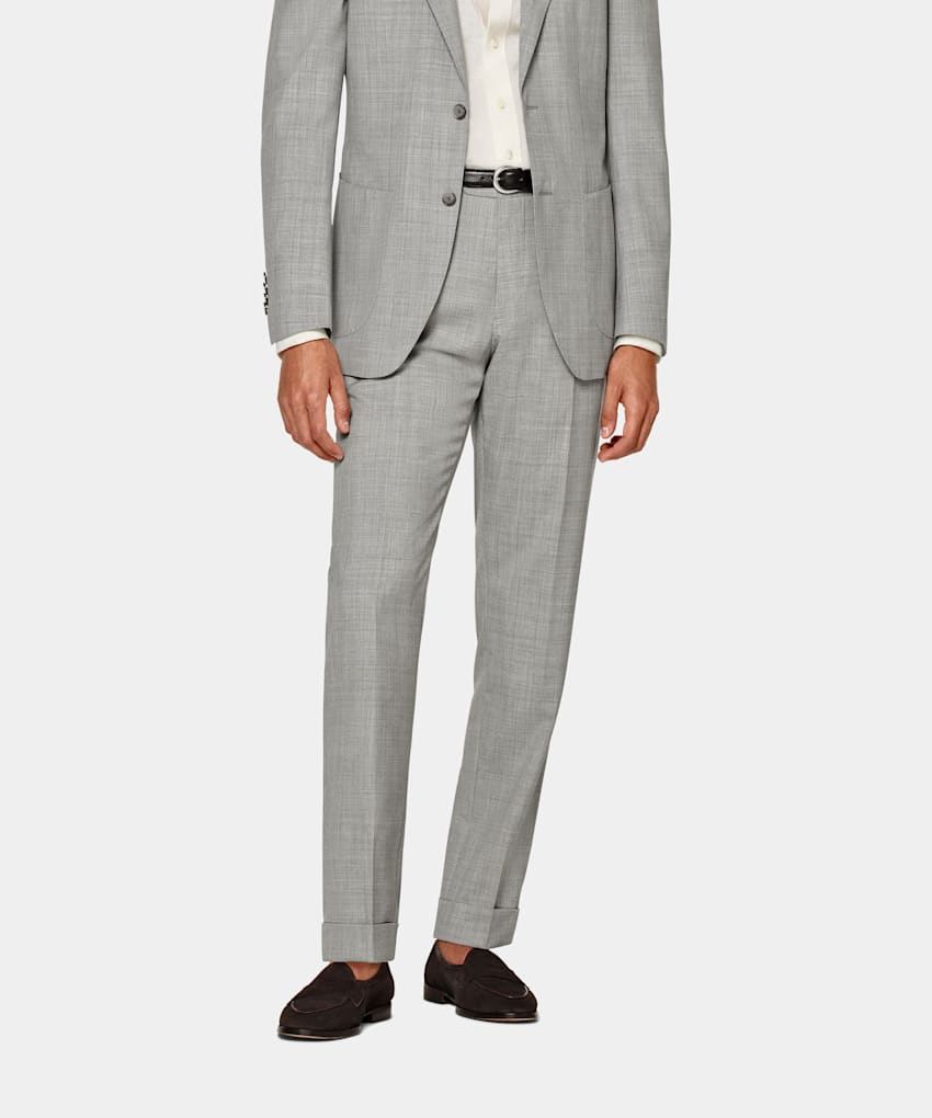  Light Grey Slim Leg Tapered Suit Pants