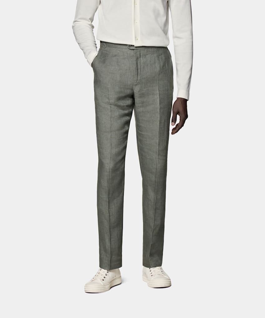 SUITSUPPLY Pure Linen by Solbiati, Italy Mid Green Brescia Trousers
