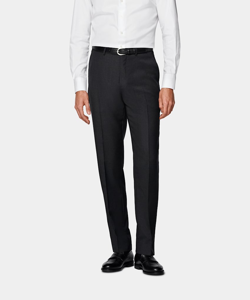 SUITSUPPLY All Season Pure Wool by Reda, Italy Dark Grey Perennial Slim Leg Straight Suit Trousers