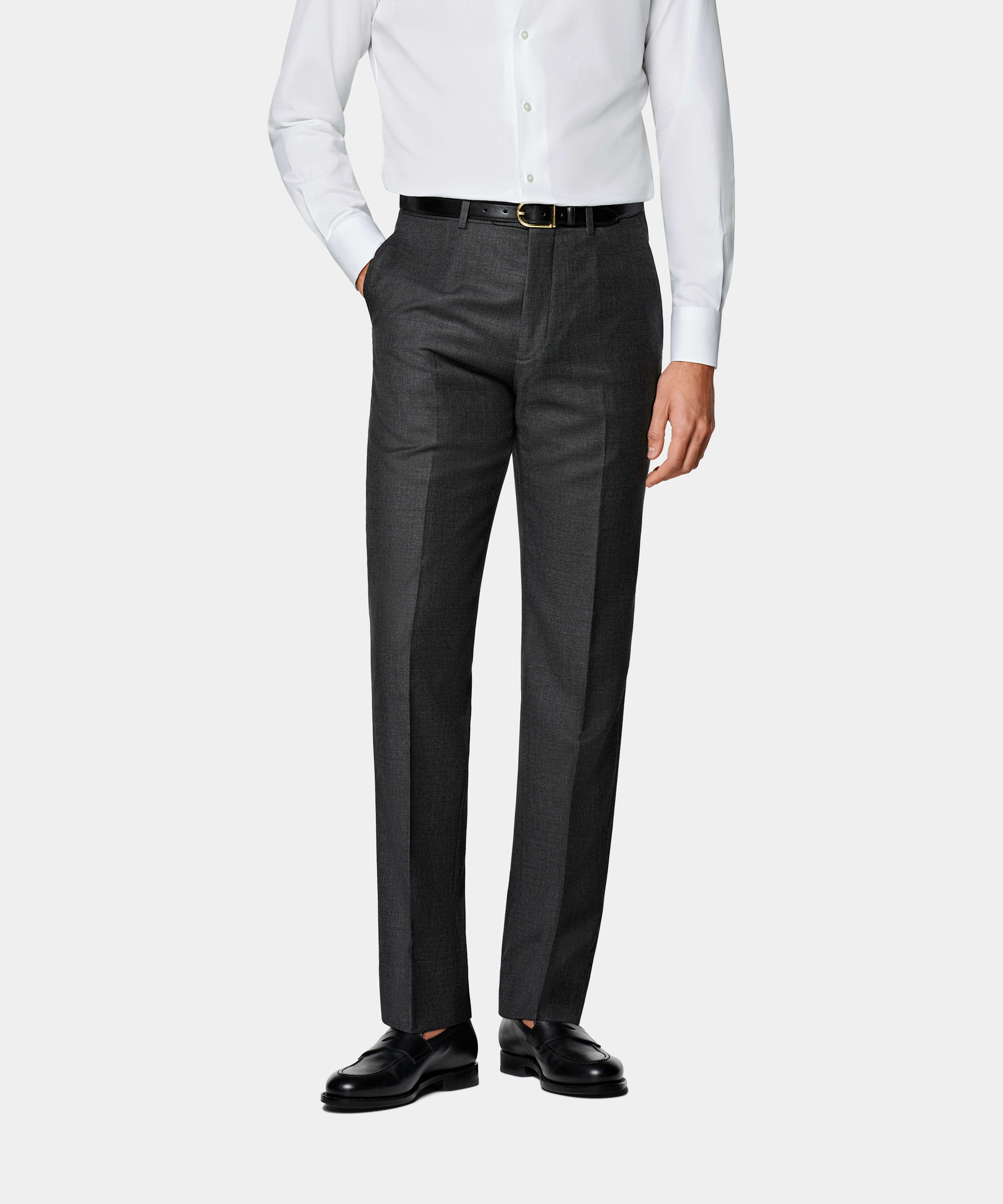 SUITSUPPLY All season Pure laine S110 par Vitale Barberis Canonico, Italie Pantalon de costume Slim Leg Straight gris foncé