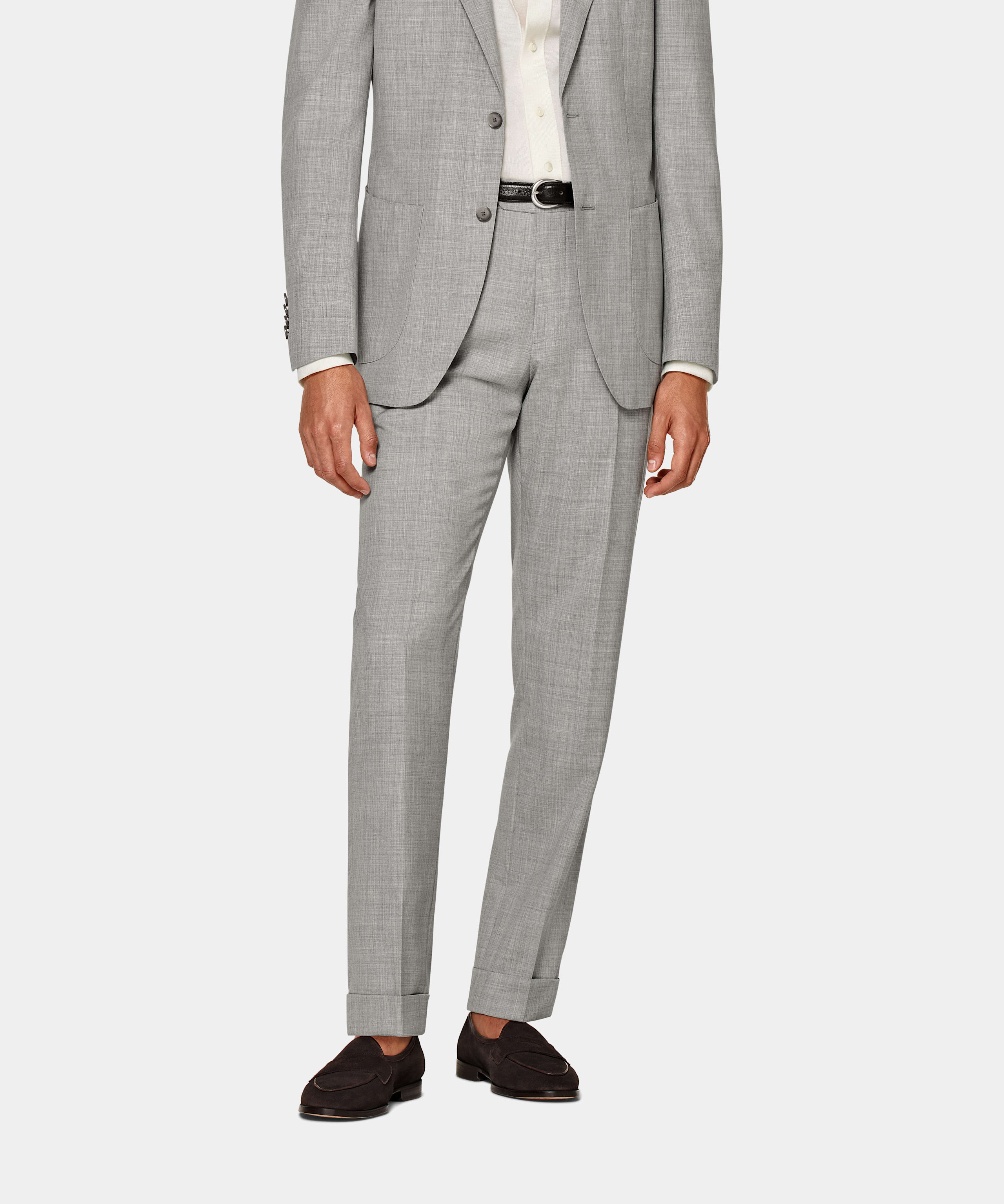 SUITSUPPLY All Season Pure S120's Tropical Wool by Vitale Barberis Canonico, Italy Light Grey Perennial Slim Leg Tapered Suit Trousers