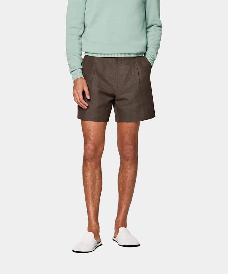 Dark Brown Straight Leg Shorts