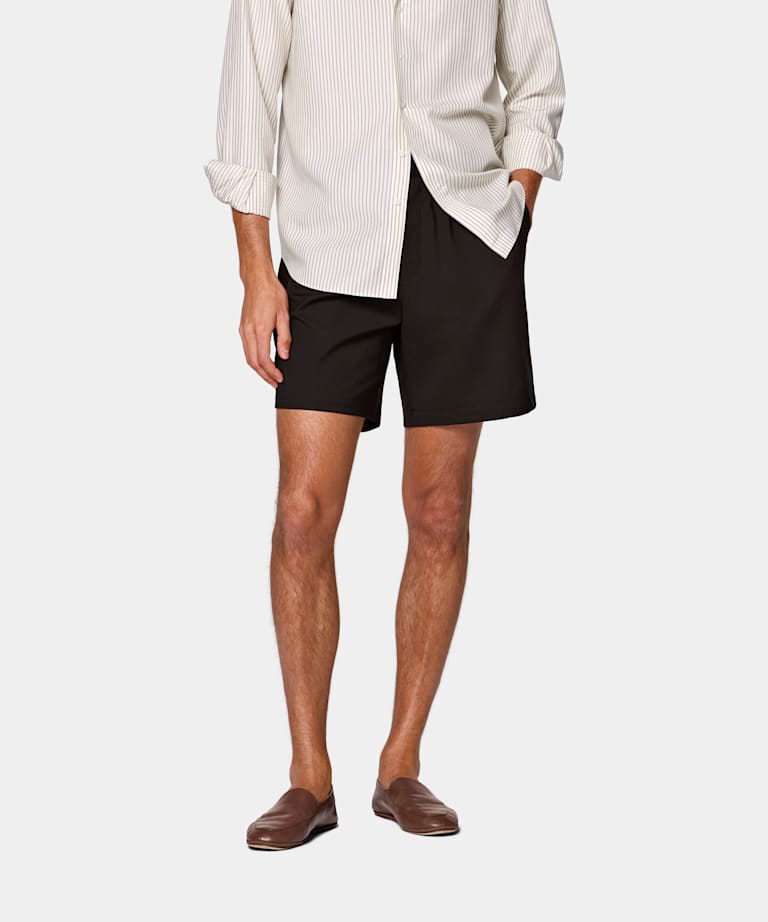 Dark Brown Straight Leg Shorts