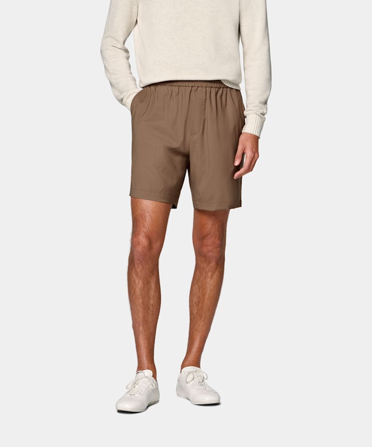 Mid Brown Straight Leg Shorts