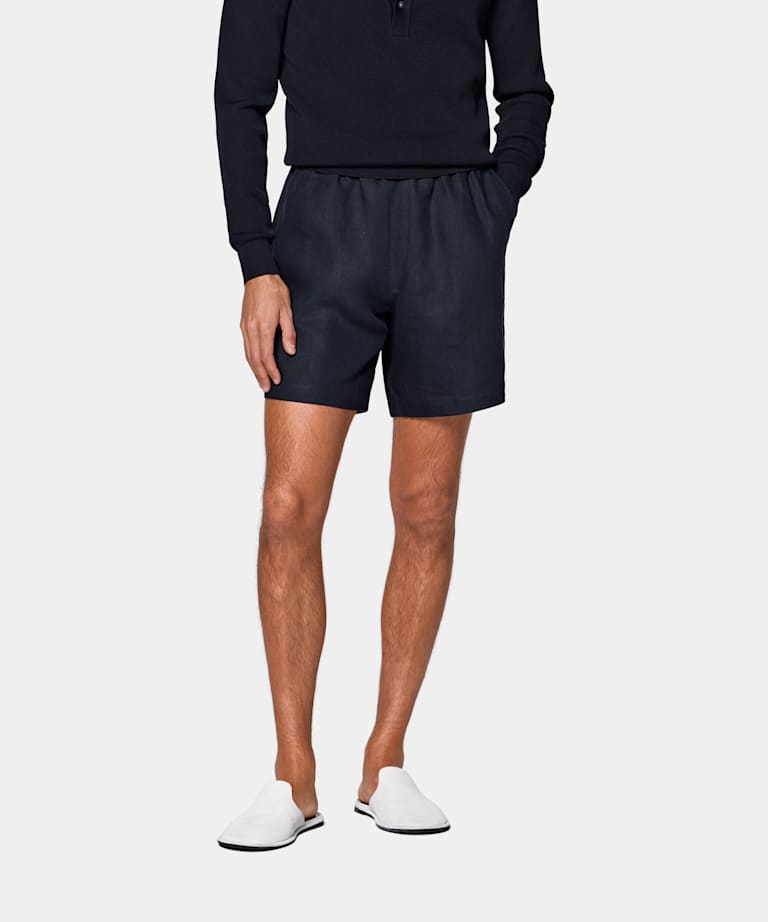 Navy Straight Leg Shorts