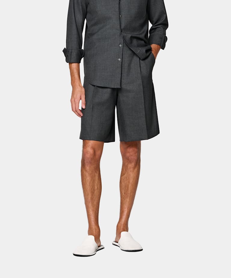 Dark Grey Wide Leg Shorts