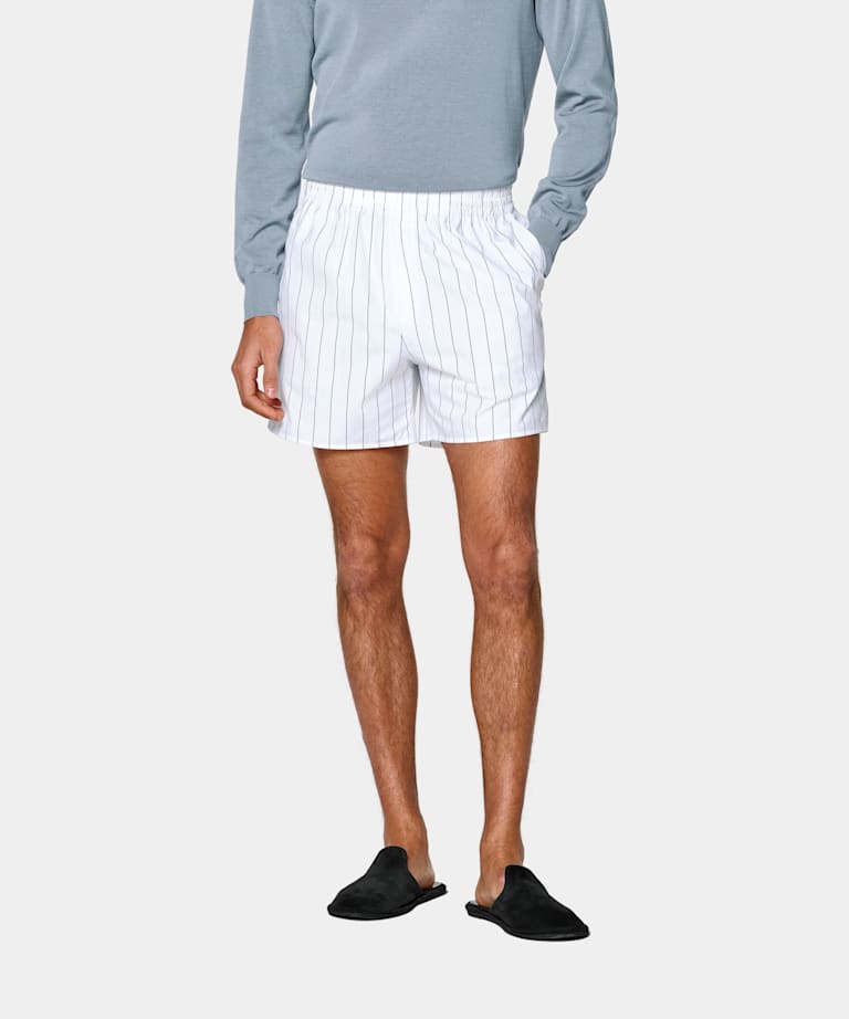 Witte Gestreepte Shorts Straight Leg