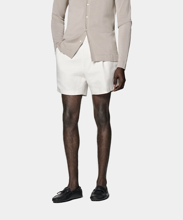 Duca Shorts off-white Bundfalte