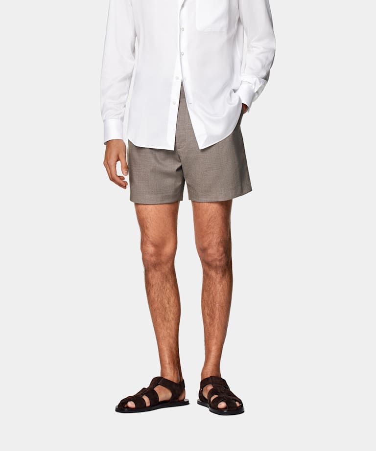Taupe Straight Leg Shorts