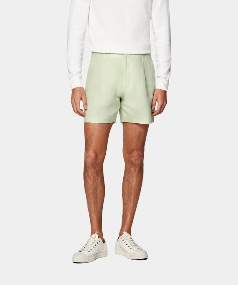 Light Green Straight Leg Shorts
