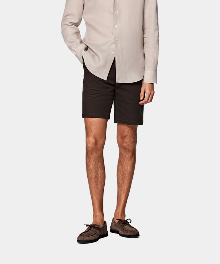 Dark Brown Slim Leg Shorts