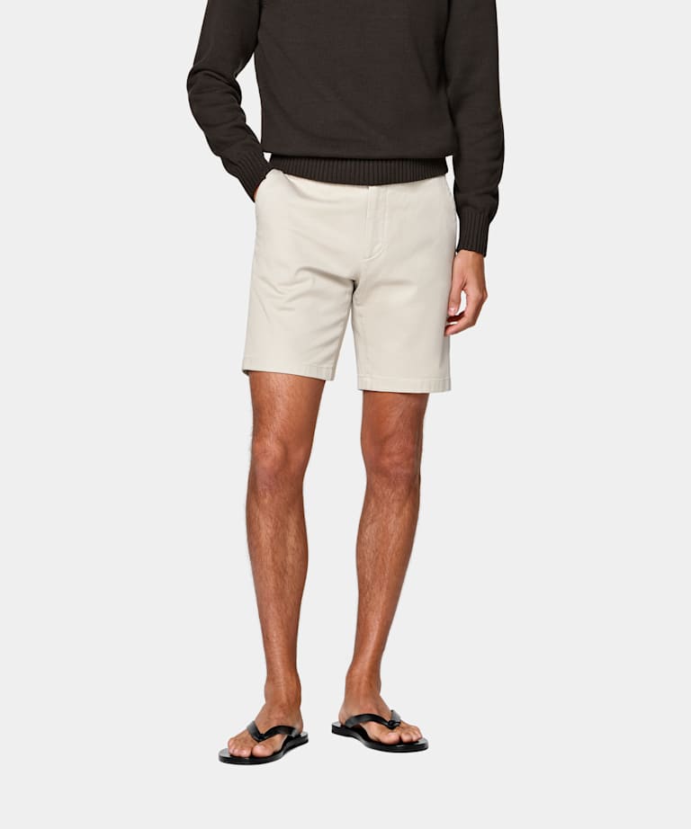 Light Brown Slim Leg Chino Shorts