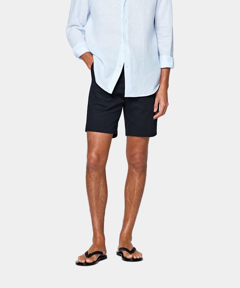 Navy Slim Leg Chino Shorts