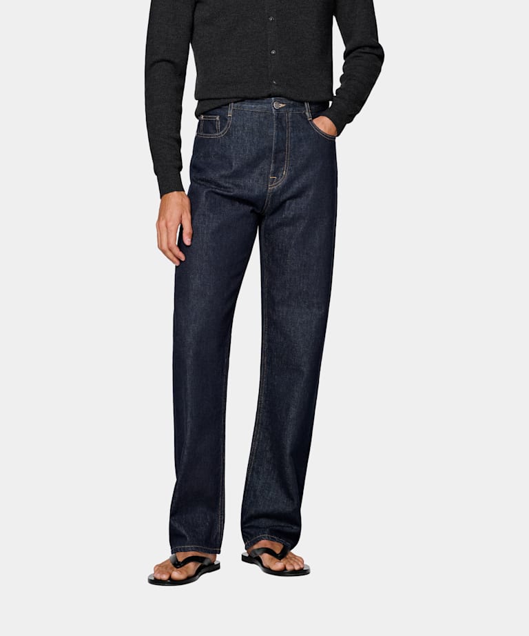 SUITSUPPLY All Season Pure Cotton by Candiani, Italy Dark Blue Straight Leg Tapered Jeans