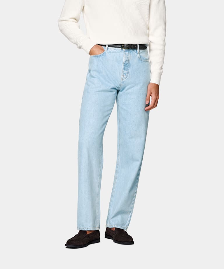 Light Blue Straight Leg Jeans