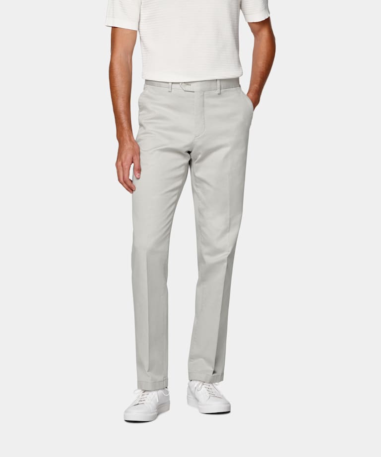 Light Grey Slim Leg Straight Chinos