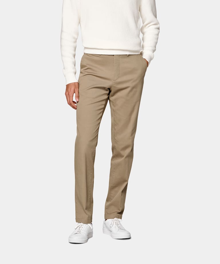 Light Brown Slim Leg Straight Chinos