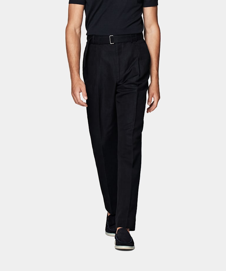 Navy Belted Sortino Trousers