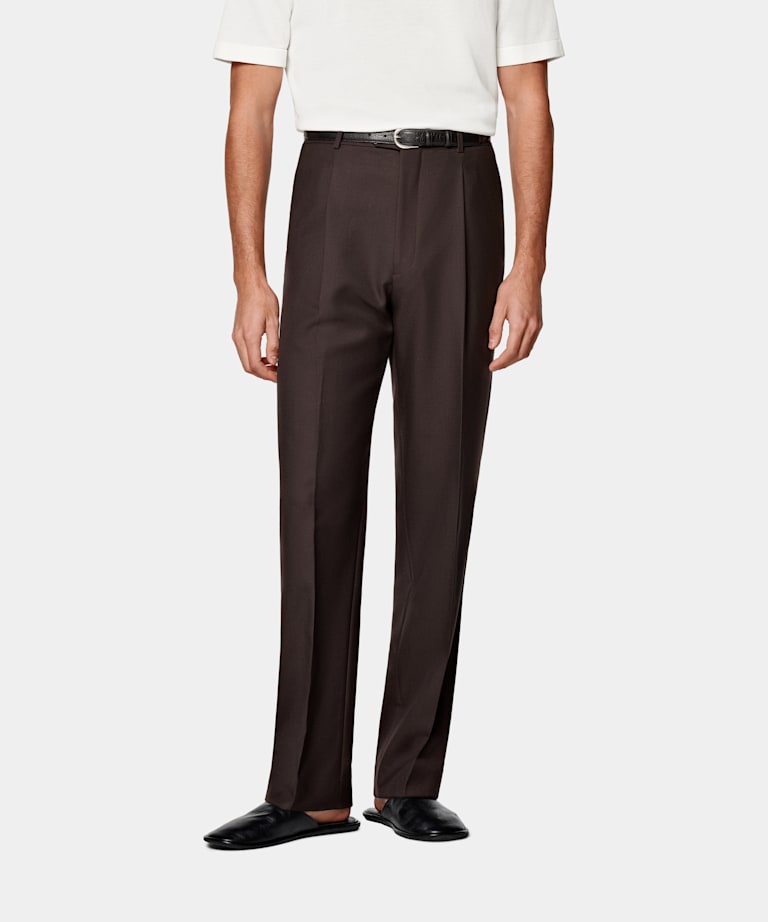  Dark Brown Wide Leg Straight Pants