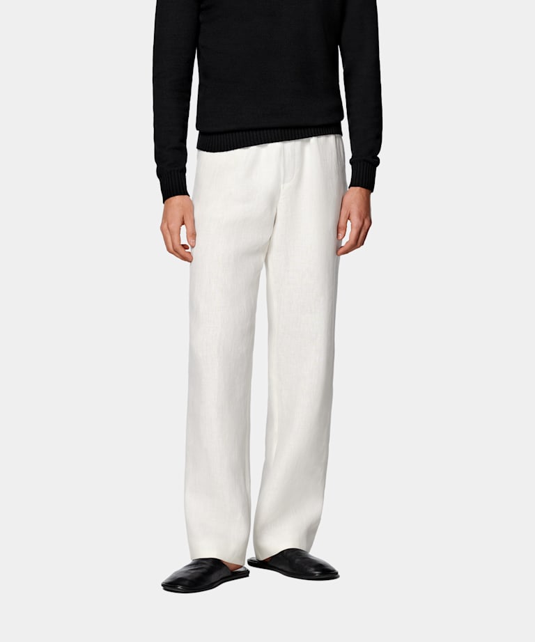 Off-White Wide Leg Straight Trousers