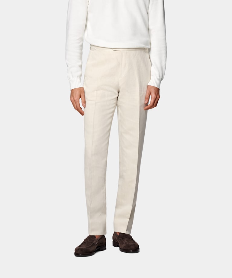 Sand Straight Leg Suit Trousers