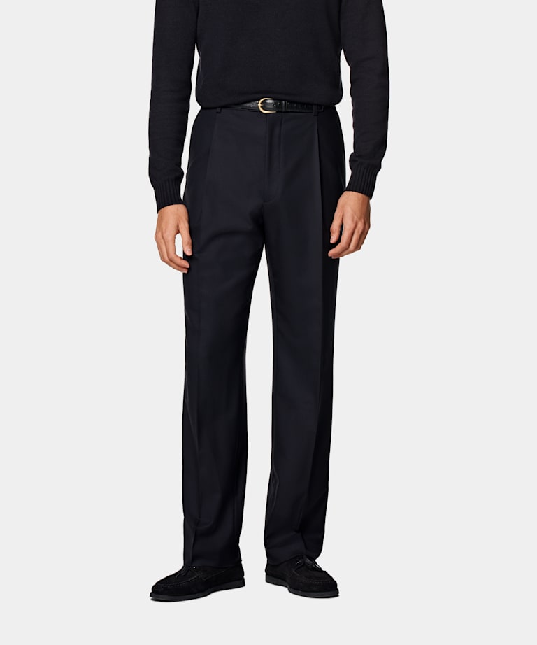 Pantalon Wide Leg Straight bleu marine