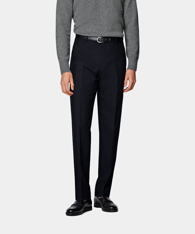 Navy Straight Leg Suit Trousers